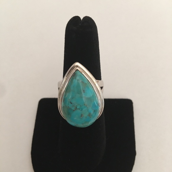 Pear Cut Turquoise Ring Size 7 - Picture 2 of 8